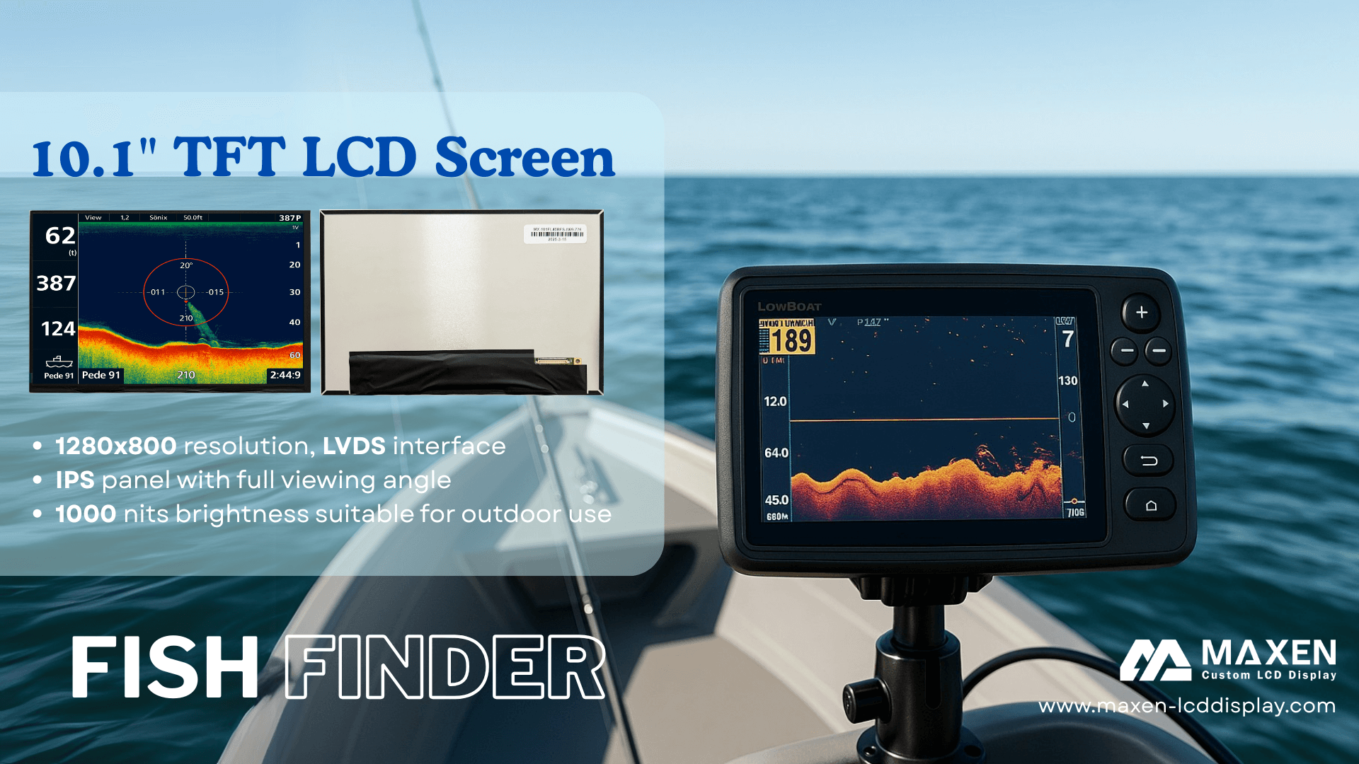10.1 inch LCD screen for fish finder