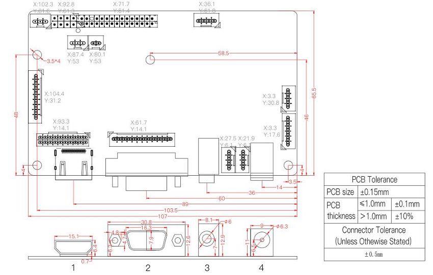 Drawing of HDMI CONTROLLER BOARD MECHANICAL DRAWING