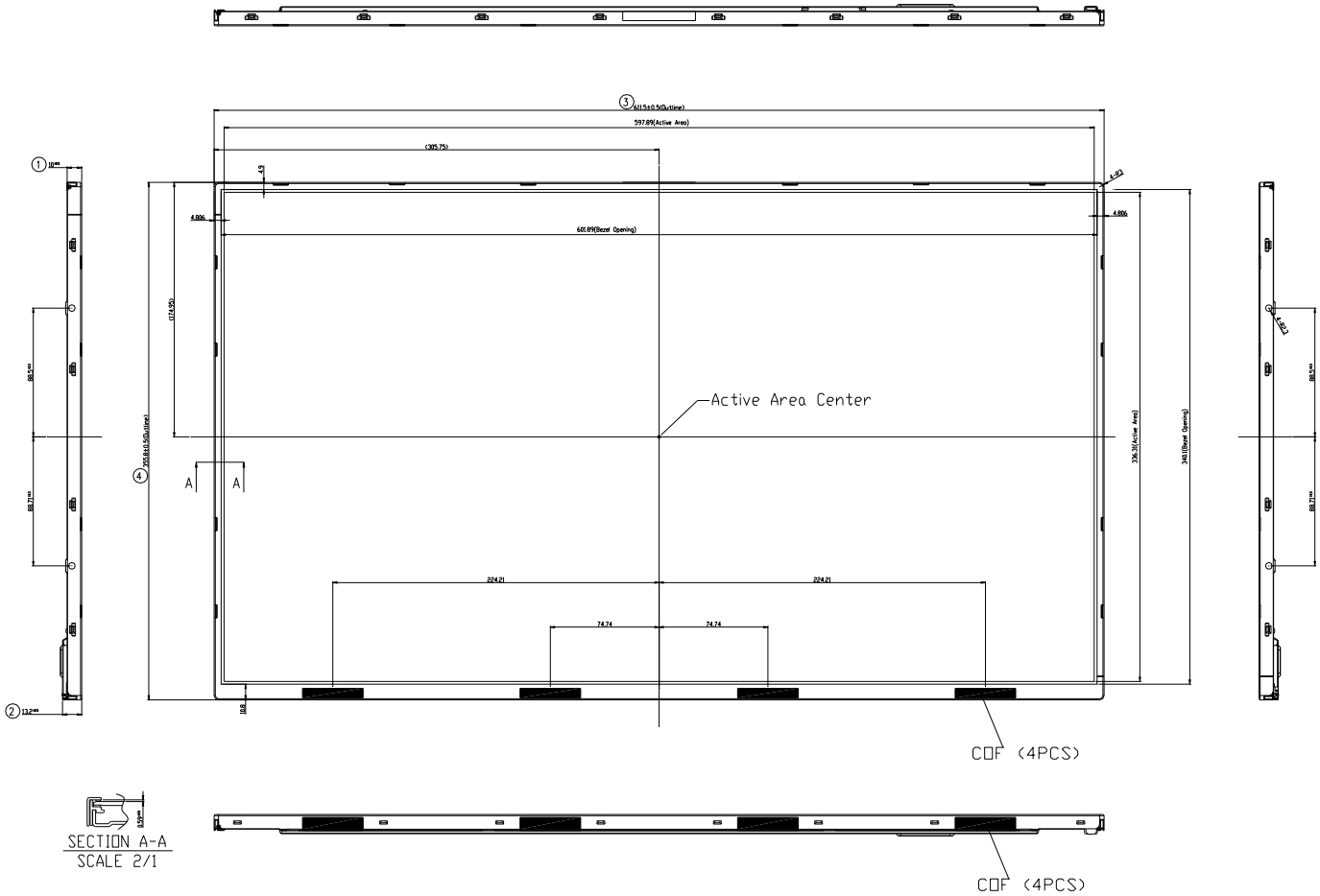 Drawing of 27 inch Industrial LCD Panel