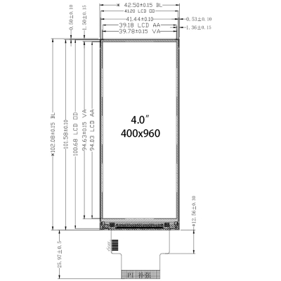 4 inch 400x960 Stretched Bar LCD Display