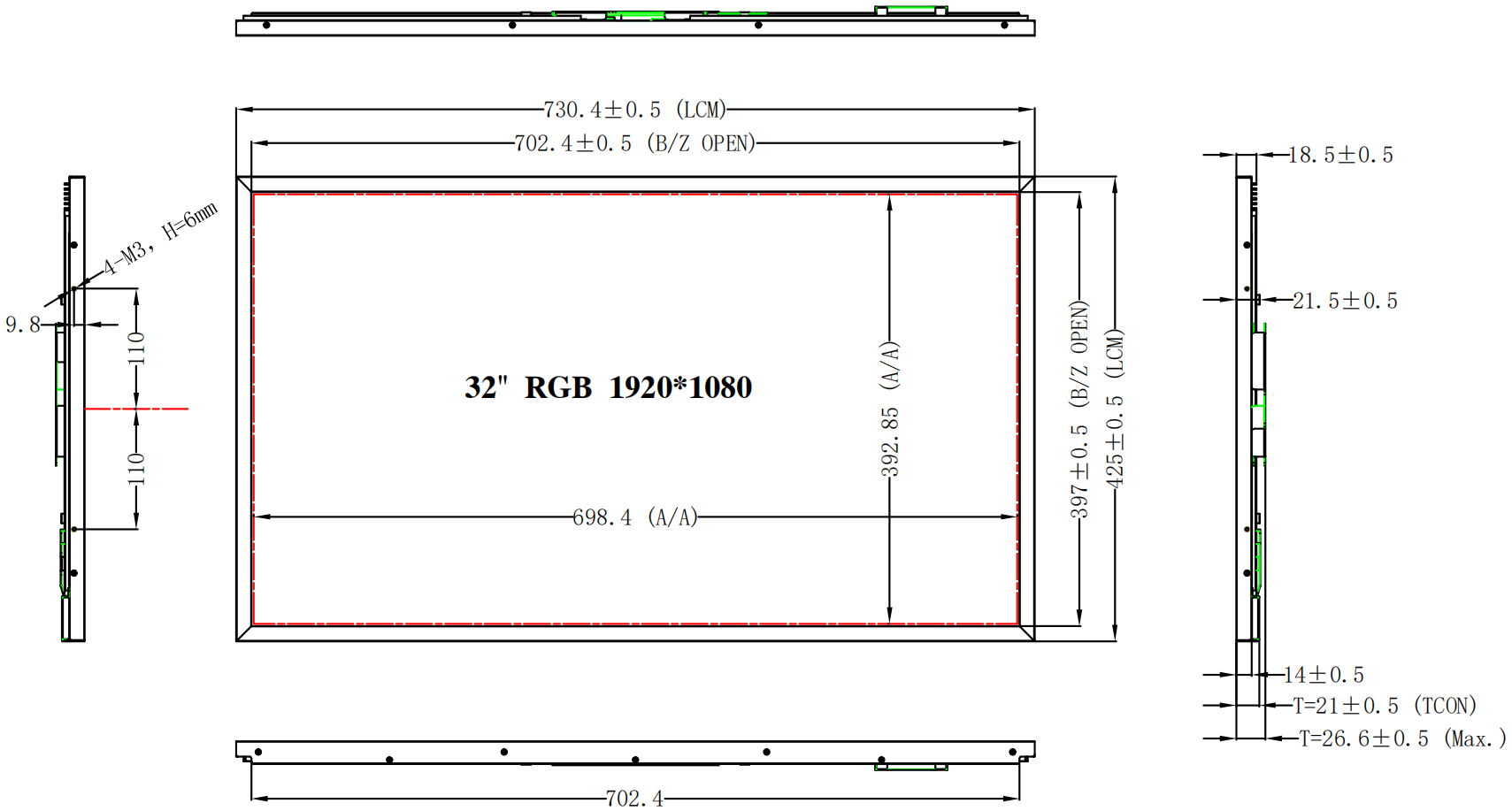 Drawing of 32 inch LCD Module
