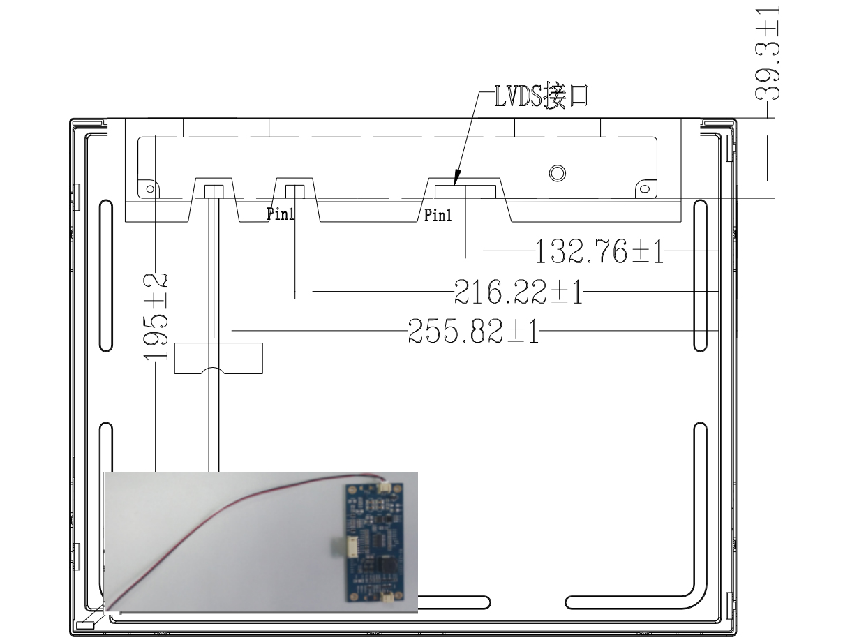 Drawing of 15 inch Industrial LCD Module