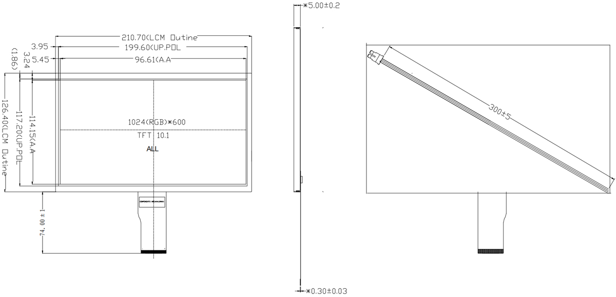 Drawing of 9 inch LCD panel