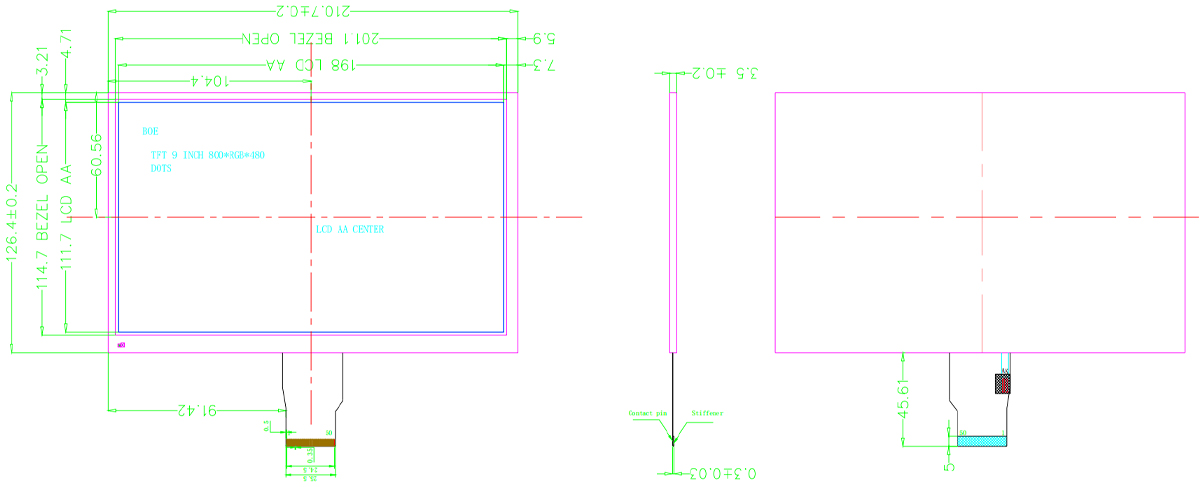 Drawing of 9 inch LCD Display