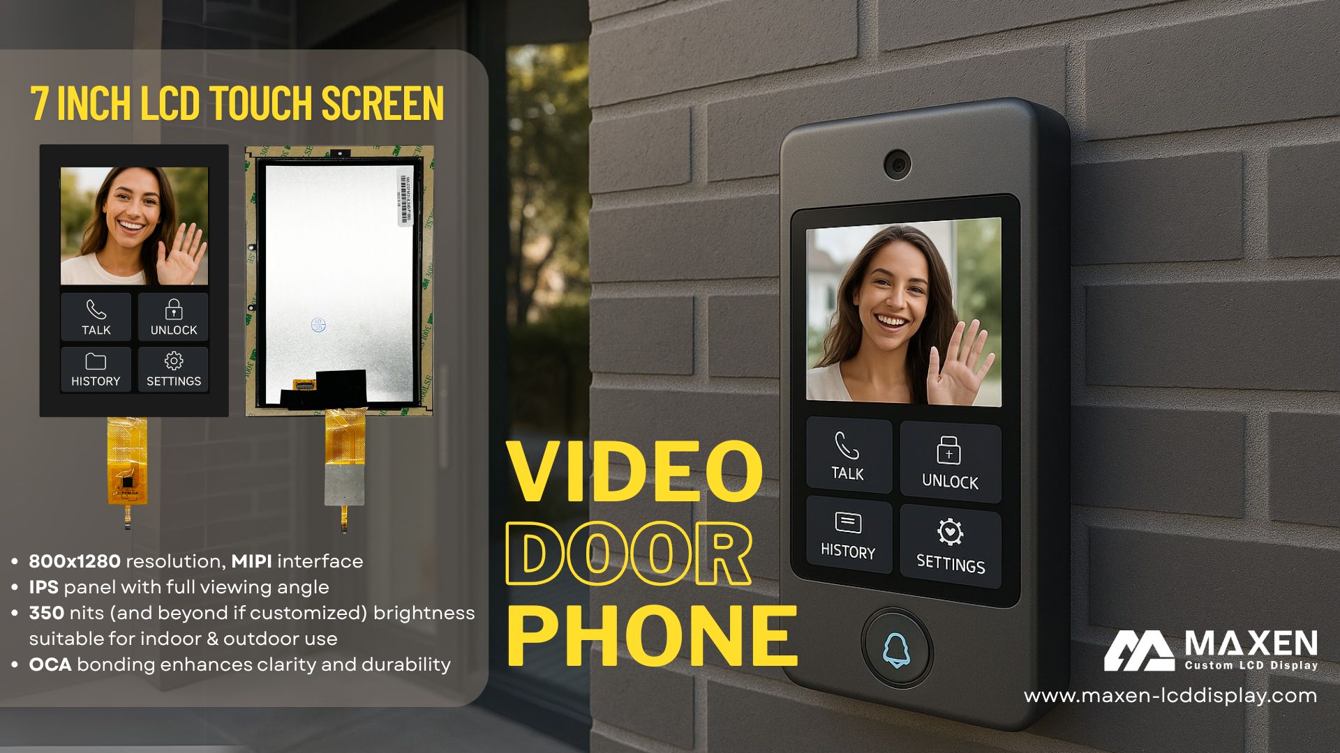 Portrait TFT LCD Series for Smart Home Applications - MAXEN