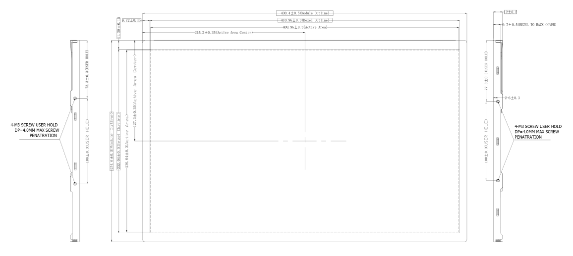 18.5 inch LCD Panel Product Drawing