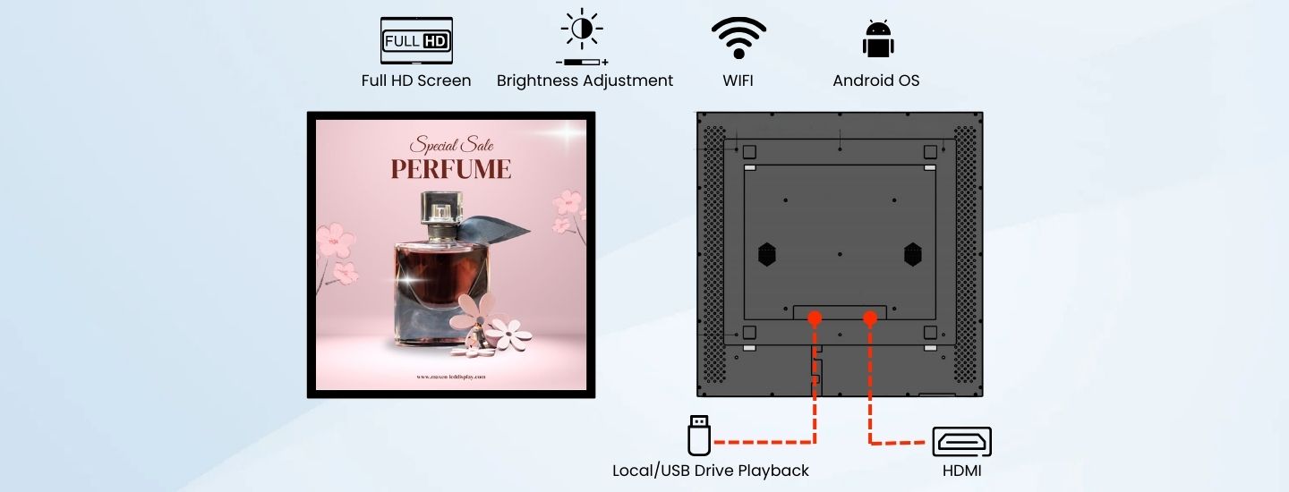 24 inch 1440x1440 Square Digital Photo Frame