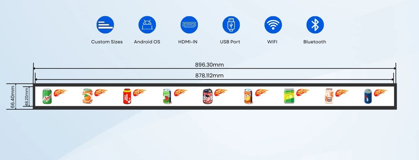 35 inch Shelf Stretched LCD Display 1920x107 resolution