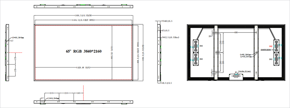 65 inch LCD Screen 4K 3840x2160 2500nits IPS Display Module