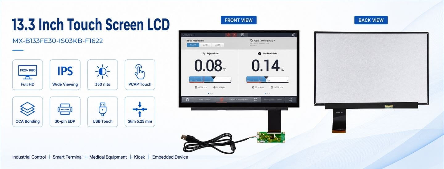 13.3 inch capacitive touch screen 1920x1080 ips oca bonding
