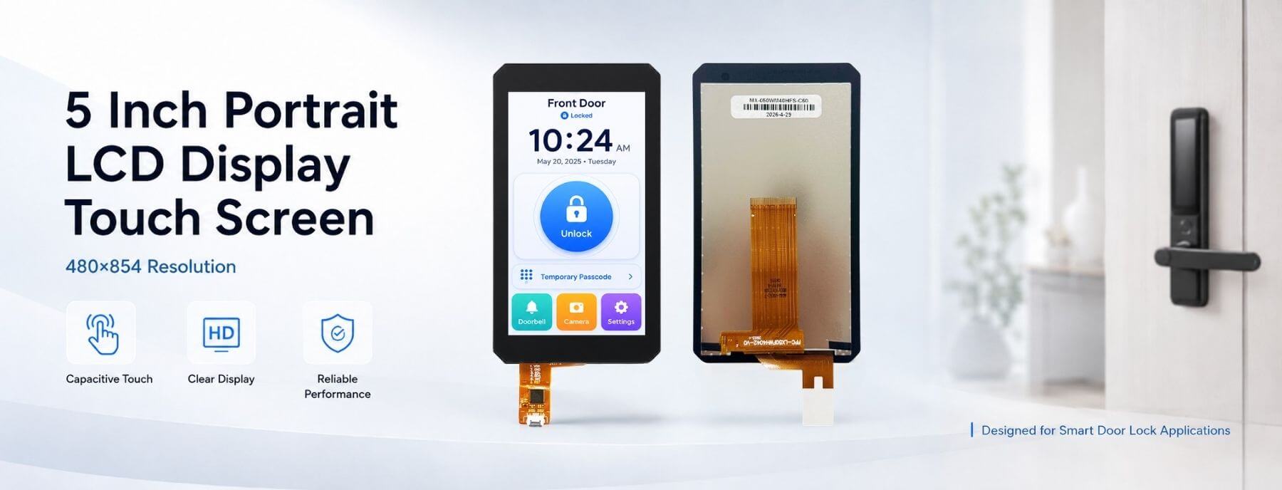 5 inch Portrait LCD Display Touch Screen 480*854 OCA Bonding