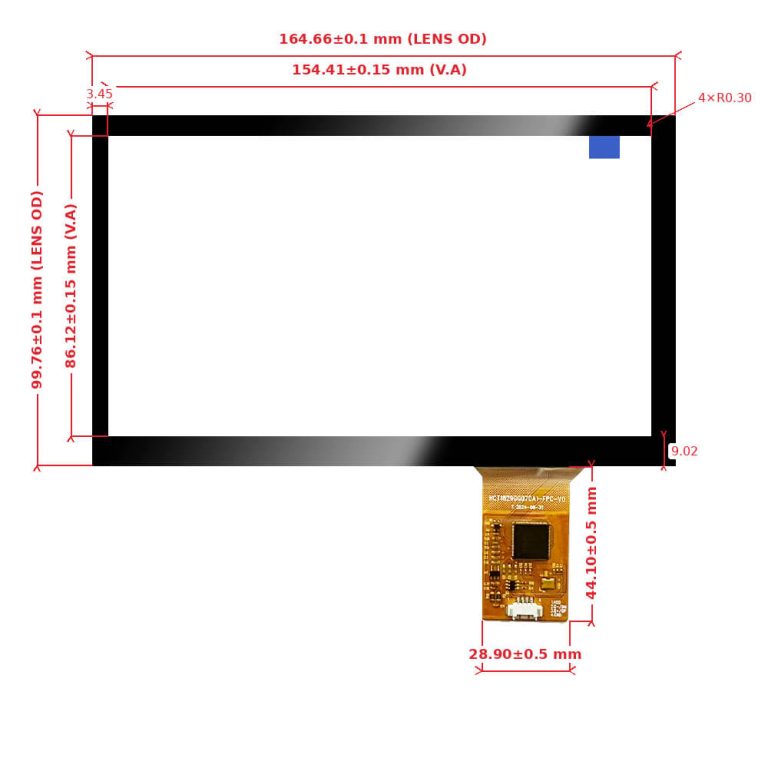 7 inch usb touch screen dimensions