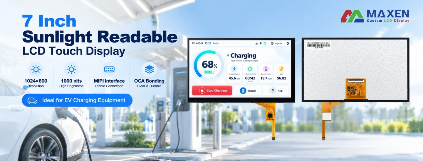 7 inch optically bonded LCD display for EV charging equipment